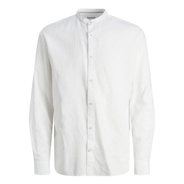 Koszula Jack & Jones letnia mieszanka lnu biała. Białe koszule męskie Jack&Jones, na lato, m, bez wzorów, z bawełny, eleganckie, bez kołnierzyka, bez ramiączek. Za 177.62 zł.