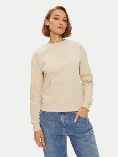 Calvin Klein Bluza Multi Logo K20K207216 Beżowy Regular Fit. Brązowe bluzy damskie Calvin Klein, xxl, bez wzorów, z bawełny, bez kaptura. Za 269.99 zł.