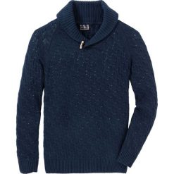 Sweter w warkocze z bawełny z recyclingu bonprix ciemnoniebieski. Swetry przez głowę męskie marki bonprix. Za 49.99 zł.