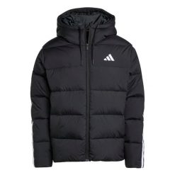 Kurtka z kapturem adidas Essentials 3-Stripes. Czarne kurtki męskie Adidas, m, bez wzorów, z puchu, z kapturem. Za 409.00 zł.