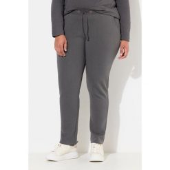 Damskie Spodnie dresowe miękki materiał wewnętrzny elastyczna gumka w pasie. Szare spodnie dresowe damskie Ulla Popken, plus size, bez wzorów, z bawełny. Za 195.99 zł.