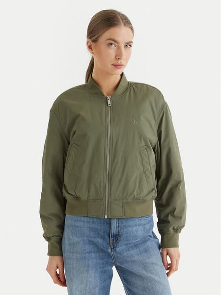 Calvin Klein Jeans Kurtka bomber Essential LV047F505G Zielony Regular Fit. Zielone kurtki damskie Calvin Klein Jeans, xs, bez wzorów, z jeansu, bez kaptura. Za 699.99 zł.