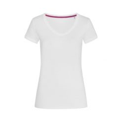 Koszulka Damska Megan Z Dekoltem V. Białe koszulki sportowe damskie Stedman, s, bez wzorów, bez kołnierzyka, bez ramiączek, trekkingowe. Za 40.99 zł.