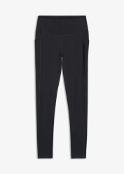 Wygodne legginsy sportowe z kieszonką na telefon, szybkoschnące. Niebieskie legginsy damskie bonprix, bez wzorów, z materiału. Za 119.99 zł.