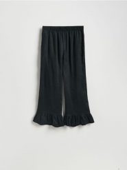 Lniane spodnie - czarny. Czarne spodnie materiałowe damskie Reserved, l, bez wzorów. Za 199.99 zł.