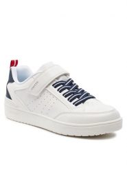 Geox Sneakersy J Washiba Boy J45LQA 05411 C0899 D Biały. Białe buty sportowe chłopięce Geox, bez wzorów, ze skóry, bez zapięcia. Za 169.99 zł.