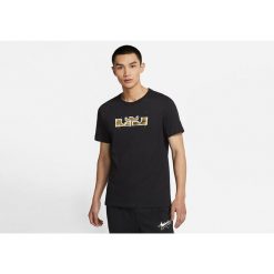 Koszulka męska nike dri-fit lebron logo tee black. Czarne koszulki sportowe męskie Nike, m, bez wzorów, bez kołnierzyka, bez ramiączek, do biegania, dri-fit (nike). Za 149.00 zł.