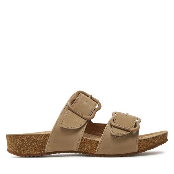 Sandały Josef Seibel. Brązowe klapki damskie Josef Seibel, bez wzorów, bez obcasa, na płaskiej podeszwie, bez zapięcia. Za 279.99 zł.