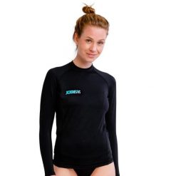 Damska koszulka z długim rękawem Jobe Sports Rash Guard. Czarne koszulki sportowe damskie JOBE, m, bez wzorów, z lycry, bez kołnierzyka, bez ramiączek, żeglarskie. Za 199.00 zł.