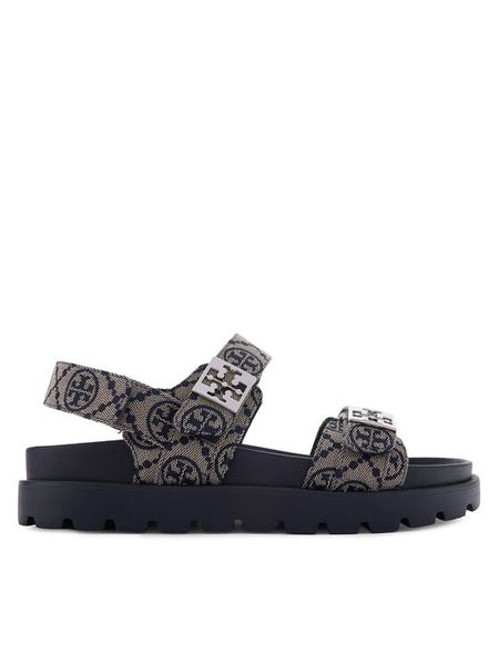 Tory Burch Sandały 184016 Granatowy. Niebieskie sandały damskie Tory Burch, bez wzorów, bez obcasa, na płaskiej podeszwie, bez zapięcia. Za 1,649.00 zł.
