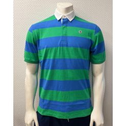 Koszulka polo w paski Serge Blanco. Niebieskie koszulki polo męskie SERGE BLANCO, m, bez wzorów, sportowe, bez ramiączek. W wyprzedaży za 299.00 zł.