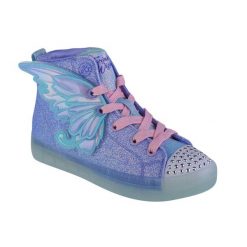 Buty sportowe do chodzenia dziewczęce, Skechers Twi-Lites 2.0-Twinkle Wishes. Niebieskie buty sportowe dziewczęce Skechers, bez wzorów, bez zapięcia, trekkingowe. Za 199.99 zł.