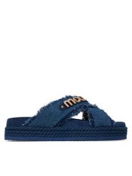 Mou Klapki Criss-cross MU.SW451004K Niebieski. Niebieskie klapki damskie Mou, bez wzorów, z materiału, bez obcasa. Za 819.99 zł.