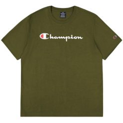 Koszulka męska Champion SS Tee. Zielone koszulki sportowe męskie Champion, m, bez wzorów, bez kołnierzyka, bez ramiączek. Za 135.84 zł.