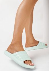 Zielone Klasyczne Klapki z Pianki z Ozdobną Cholewką Filare. Zielone klapki damskie Born2be, bez wzorów, klasyczne, bez obcasa, na płaskiej podeszwie. Za 29.99 zł.