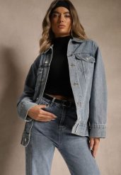 Niebieska Kurtka Jeansowa o Casualowym Fasonie Belissen. Niebieskie kurtki damskie Renee, l, bez wzorów, z jeansu, bez kaptura. Za 159.99 zł.