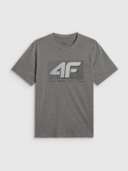 4F T-shirt regular z nadrukiem męski - szary L. Szare t-shirty męskie 4f, l, bez wzorów, z dresówki, klasyczne, bez kołnierzyka. Za 69.99 zł.