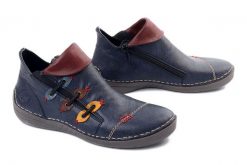 Rieker 72581-14 blau, botki damskie. Niebieskie botki damskie Rieker, na jesień, bez obcasa, bez zapięcia. Za 349.90 zł.