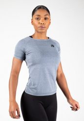 Koszulka fitness damska Gorilla Wear Aspen T-shirt. Niebieskie koszulki sportowe damskie GORILLA WEAR, s, bez wzorów, z materiału, klasyczne, bez kołnierzyka. Za 143.05 zł.