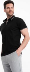 Ombre Koszulka męska polo z dzianiny pique bez guzików - czarna V2 OM-POSS-0110 M. Czarne koszulki polo męskie Ombre, m, bez wzorów, z dzianiny, bez ramiączek. Za 89.99 zł.