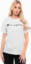 Champion Koszulka damska Champion SS Tee biała 117534 WW001 S. Białe t-shirty damskie Champion, s, bez wzorów, bez kołnierzyka. Za 113.48 zł.