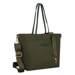 Zielona shopperka damska z nylonu, jednokomorowa z doczepianym, regulowanym paskiem Peterson PTN JN-10. Zielone torby na ramię damskie Peterson, bez wzorów, z nylonu, bez dodatków. Za 119.99 zł.