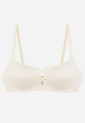 Jasnobeżowy Biustonosz o Gładkim Wykończeniu z Imitacją Wiązania Azisene. Brązowe biustonosze Renee, bez wzorów, z koronki. Za 59.99 zł.