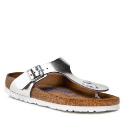 Japonki Birkenstock. Szare klapki damskie Birkenstock, bez wzorów, bez obcasa. Za 269.99 zł.