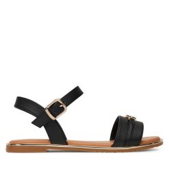 Sandały Tommy Hilfiger. Czarne sandały dziewczęce Tommy Hilfiger, bez zapięcia. Za 219.99 zł.