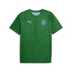 Koszulka rozgrzewkowa Manchester City 2025/26. Zielone koszulki sportowe męskie Puma, m, bez wzorów, z materiału, bez kołnierzyka, bez ramiączek, na fitness i siłownię. Za 190.00 zł.