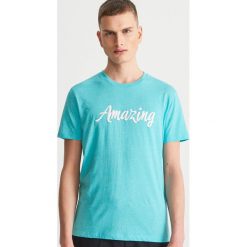T-shirt z napisem - Zielony. T-shirty damskie Reserved. W wyprzedaży za 29.99 zł.
