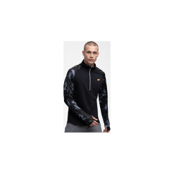 Bluza treningowa męska BLMF250 - głęboka czerń allover. Bluzy męskie 4f. W wyprzedaży za 99.99 zł.