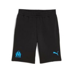 Krótki OM. Czarne krótkie spodenki sportowe męskie Puma, bez wzorów, do piłki nożnej. Za 266.50 zł.