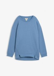 Bluza oversize z mieszanki bawełny. Niebieskie bluzy damskie bonprix, bez wzorów, z bawełny, bez kaptura. Za 77.99 zł.