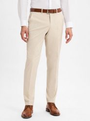Finshley & Harding spodnie garniturowe - Kalifornia Mężczyźni Slim Fit beżowy, 102. Brązowe eleganckie spodnie męskie Finshley & Harding, m, bez wzorów, z syntetyku. Za 379.95 zł.