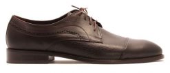 Ciemnobrązowe eleganckie buty męskie Modini T237. Brązowe eleganckie półbuty Modini Moda Męska, z materiału, biznesowe, bez zapięcia. W wyprzedaży za 332.10 zł.