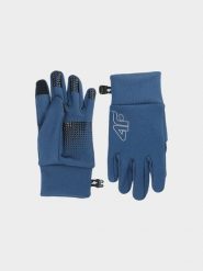 4F Rękawiczki dzianinowe Touch Screen dziecięce - granatowe L/XL. Niebieskie rękawiczki dziecięce 4f, bez wzorów, z dzianiny. Za 59.99 zł.