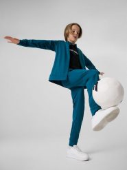 4F Spodnie sportowe szybkoschnące chłopięce - turkusowe 158/164 (12-14 lat). Niebieskie spodnie sportowe dla chłopców 4f, bez wzorów, sportowe. Za 129.99 zł.