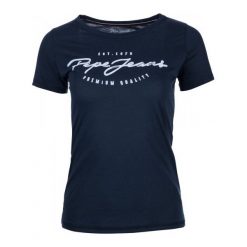 Pepe Jeans T-Shirt Damski Charleen Xs Ciemny Niebieski. Niebieskie t-shirty damskie Pepe Jeans, z jeansu, z kontrastowym kołnierzykiem. W wyprzedaży za 109.00 zł.