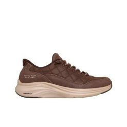 Buty do chodzenia damskie Skechers 150507CHOC. Brązowe obuwie sportowe damskie Skechers, bez wzorów, z jeansu, trekkingowe. Za 607.00 zł.