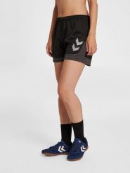 Szorty damskie Hummel hmlLEAD. Czarne szorty sportowe damskie Hummel, na lato, l, bez wzorów, z tkaniny, klasyczne, z standardowym stanem, na fitness i siłownię. Za 109.62 zł.