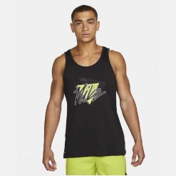 Męskie koszulka bez rękawów Dri-FIT TANK TOP MEN VIBE BLACK. Czarne koszulki sportowe męskie Nike, na lato, m, bez wzorów, ze skóry, bez kołnierzyka, bez ramiączek, do pływania, dri-fit (nike). Za 162.00 zł.