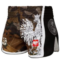 Spodenki Muay Thai męskie EXTREME HOBBY POLSKA CAMO. Brązowe krótkie spodenki sportowe męskie EXTREME HOBBY, m, bez wzorów, z elastanu. Za 209.00 zł.