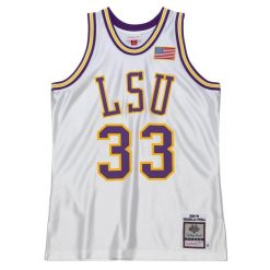 Koszulka LSU Tigers NCAA 1990 Shaquille O'neal. Białe koszulki sportowe męskie Mitchell & Ness, bez wzorów, z jersey, bez kołnierzyka, bez ramiączek, do koszykówki. Za 1,154.50 zł.