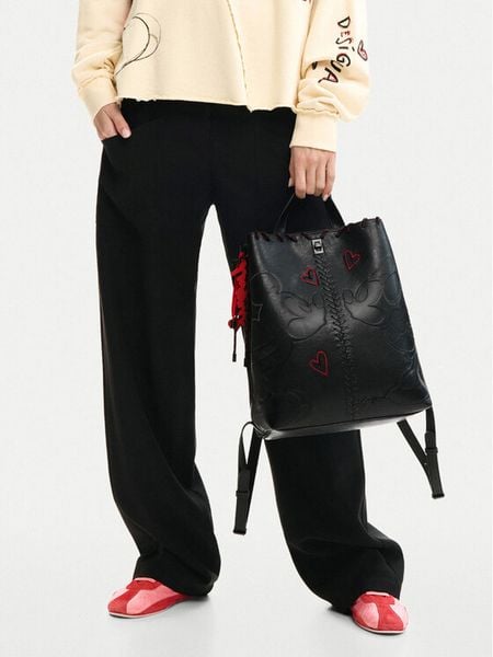 Desigual Plecak 26SAKP43 Czarny. Czarne plecaki damskie Desigual, bez wzorów, ze skóry. Za 353.99 zł.