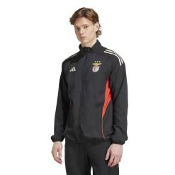 Kurtka dresowa Benfica Lizbona Tiro 25. Czarne kurtki sportowe męskie Adidas, l, bez wzorów, z dresówki, na fitness i siłownię. Za 350.95 zł.