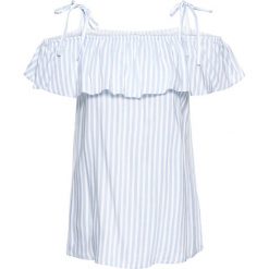 Bluzka "carmen" w paski bonprix pudrowy niebieski - biel wełny w paski. Bluzki damskie marki bonprix. Za 79.99 zł.