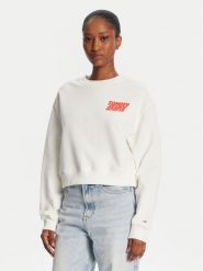 Tommy Jeans Bluza DW0DW21345 Biały Relaxed Fit. Białe bluzy damskie Tommy Jeans, m, bez wzorów, z bawełny, bez kaptura. Za 229.99 zł.