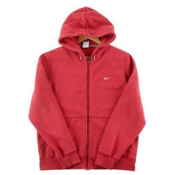 Second life - Nike bluza męska z kapturem na zamek czerwona - Stan dobry. Czerwone bluzy męskie Nike, m, bez wzorów, z materiału, z kapturem. Za 106.46 zł.