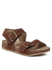 Timberland Sandały Castle Island 2 Strap TB0A5SZT9311 Brązowy. Brązowe sandały chłopięce Timberland, ze skóry, bez zapięcia. Za 179.99 zł.